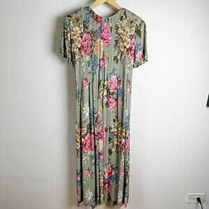 Vintage Pleated Floral Midi Dress sz 10 Dress